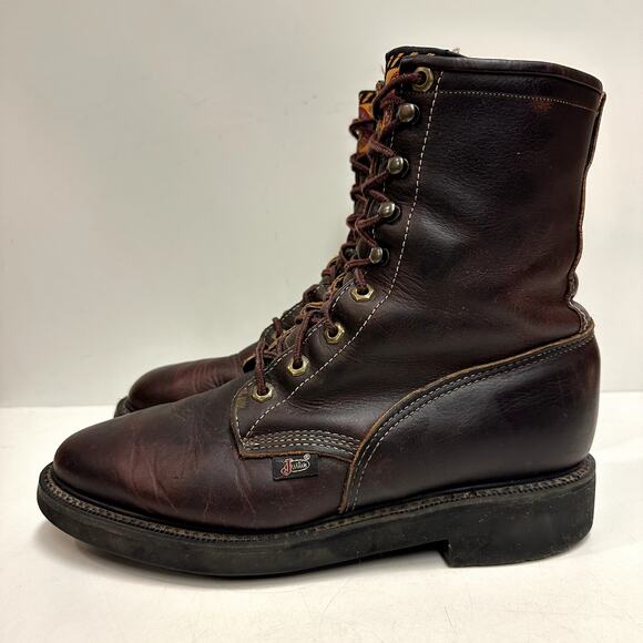 Justin Men's 761 8" Double Comfort Collection Work Boot Kiltie Made in USA 8.5 - Picture 2 of 10
